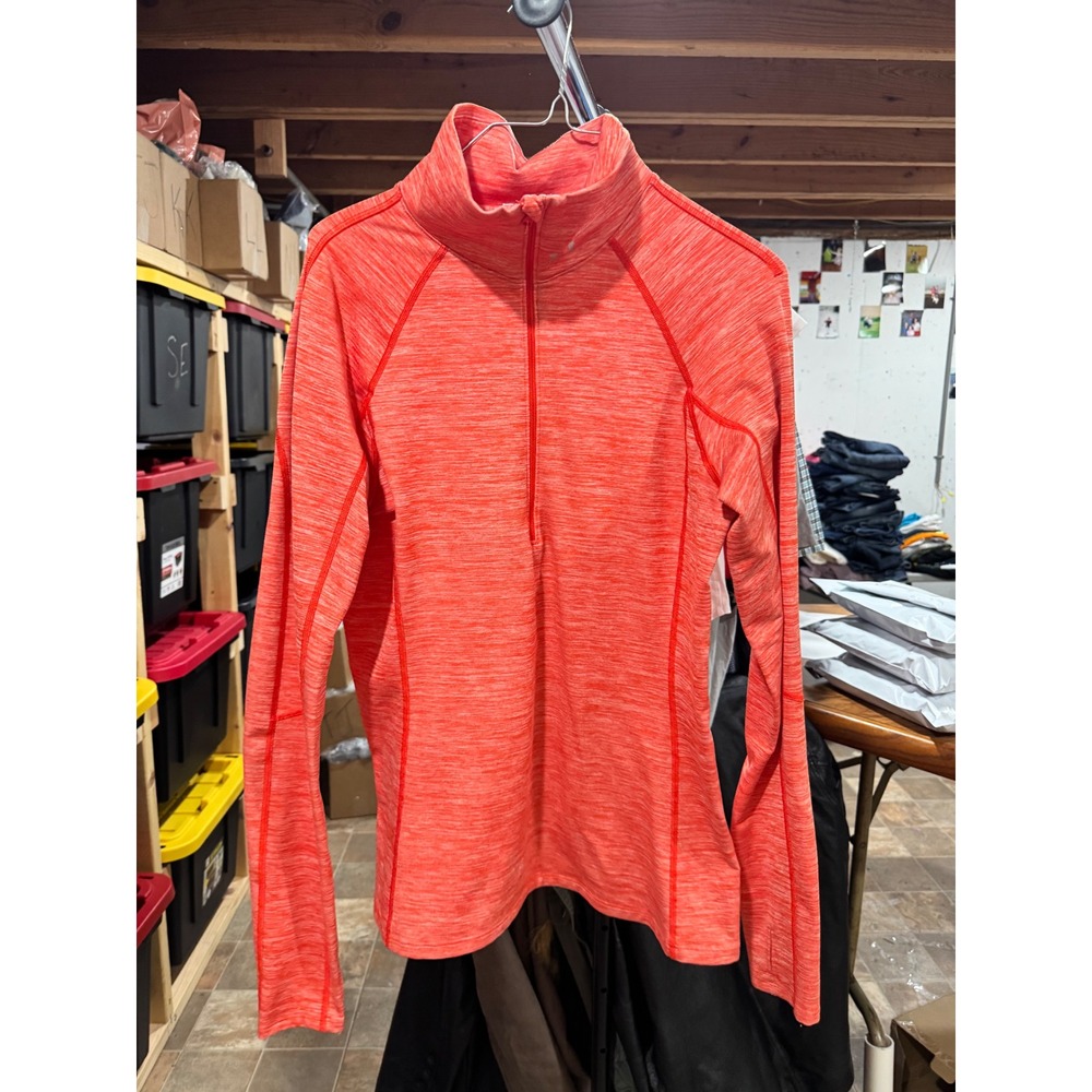Under Armour Women Tech‎ Twist Half Zip Pullover Orange Heathered Large Workout